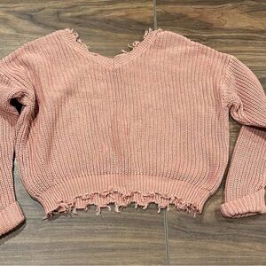 Frayed Pink Sweater